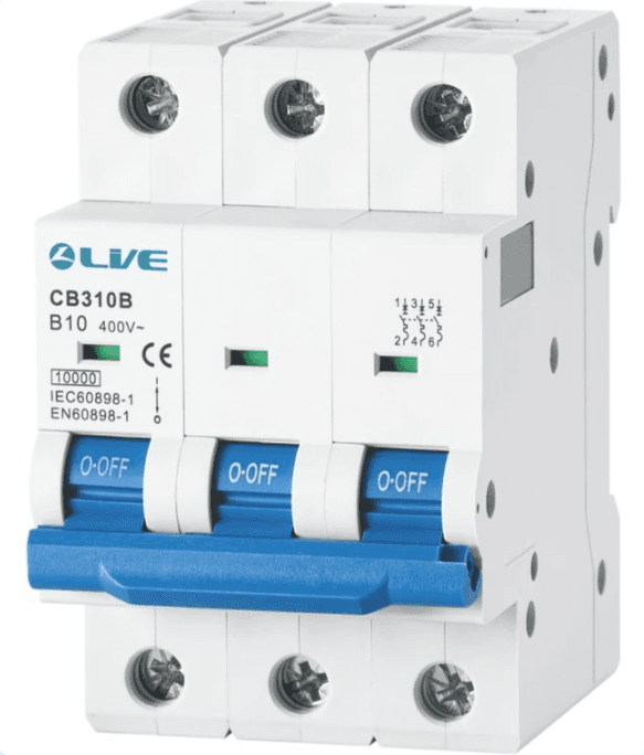 Live CH3100C Triple Pole MCB 6kA C Curve 100A