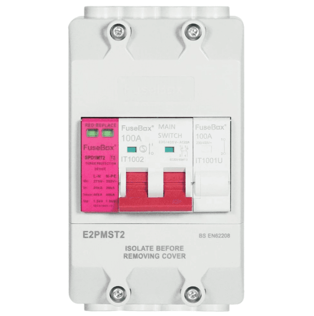 FuseBox E2PMST2 Meter Supply Isolator with Surge Protection Device & Main Switch