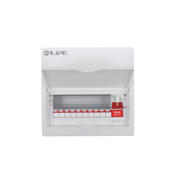 Live LSMC10/100 8 Way Metal Consumer Unit 100A Main Switch