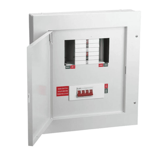 Live TPN04-125 4 Way Distribution Board Three Phase TP&N 125A Incomer