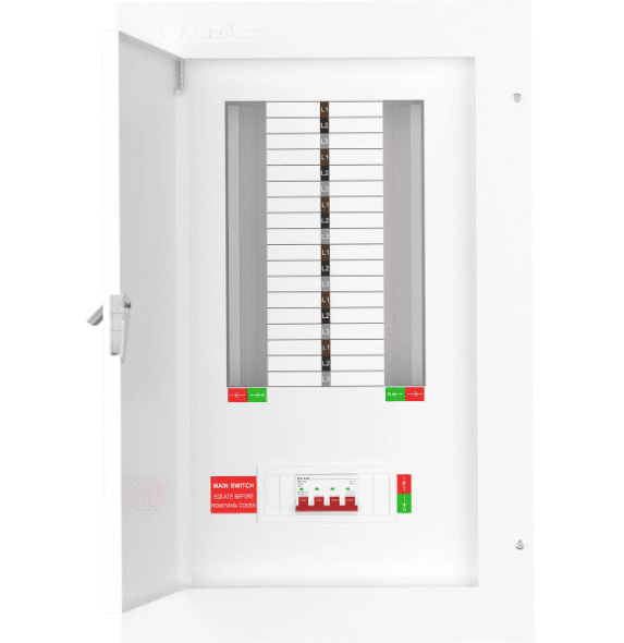 Live TPN12-125 12 Way Distribution Board Three Phase TP&N 125A Incomer