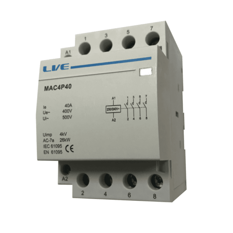 Live Electrical 4 Pole 40A AC Contactor