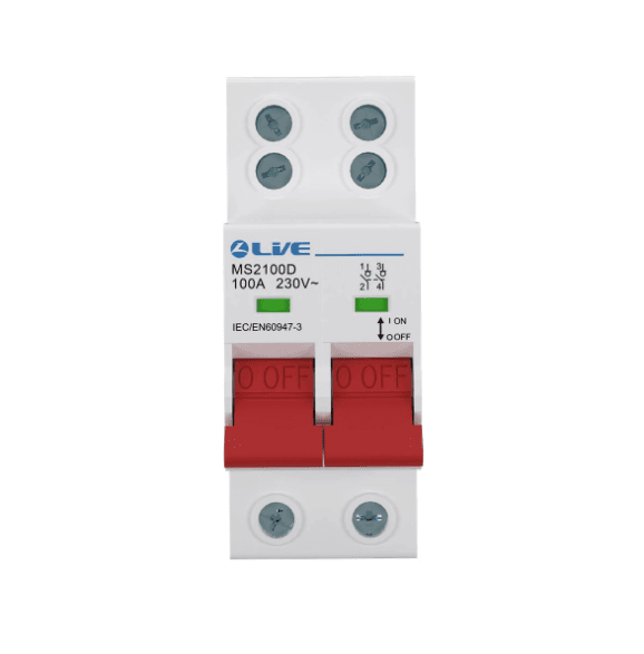 Live MS2100D 100A Double Wiring Terminal Main Switch DP