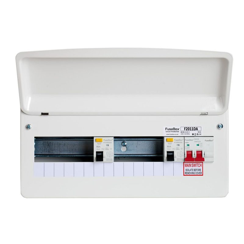 FuseBox 11 Way 2x80A 30mA Type A Dual RCD Consumer Unit