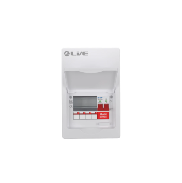 Live LSMC06/100 4 Way Metal Consumer Unit 100A Main Switch