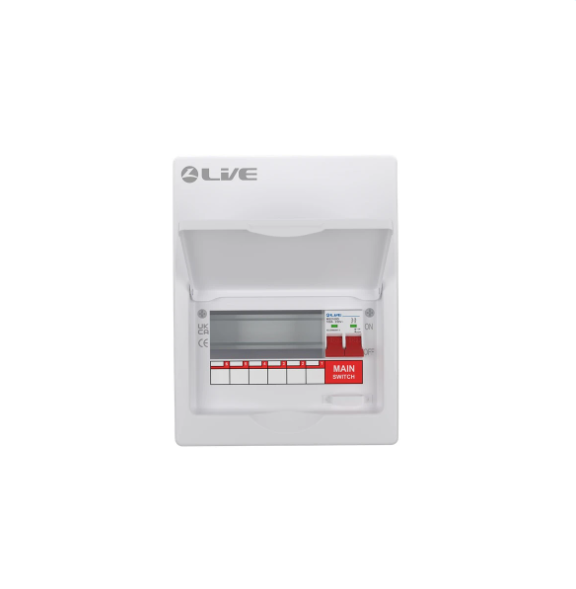 Live LSMC08/100 6 Way Metal Consumer Unit 100A Main Switch