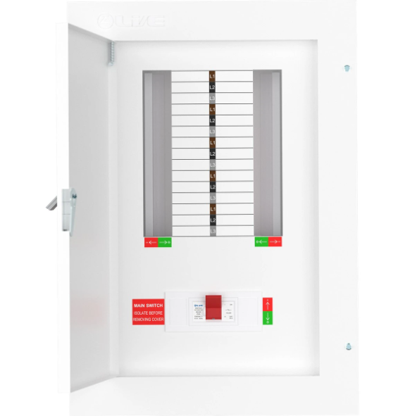 Live TPN10-250 10 Way Distribution Board Three Phase TP&N 250A Main Switch