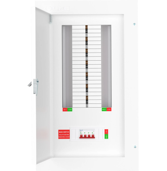Live TPN14-125 14 Way Distribution Board Three Phase TP&N 125A Incomer